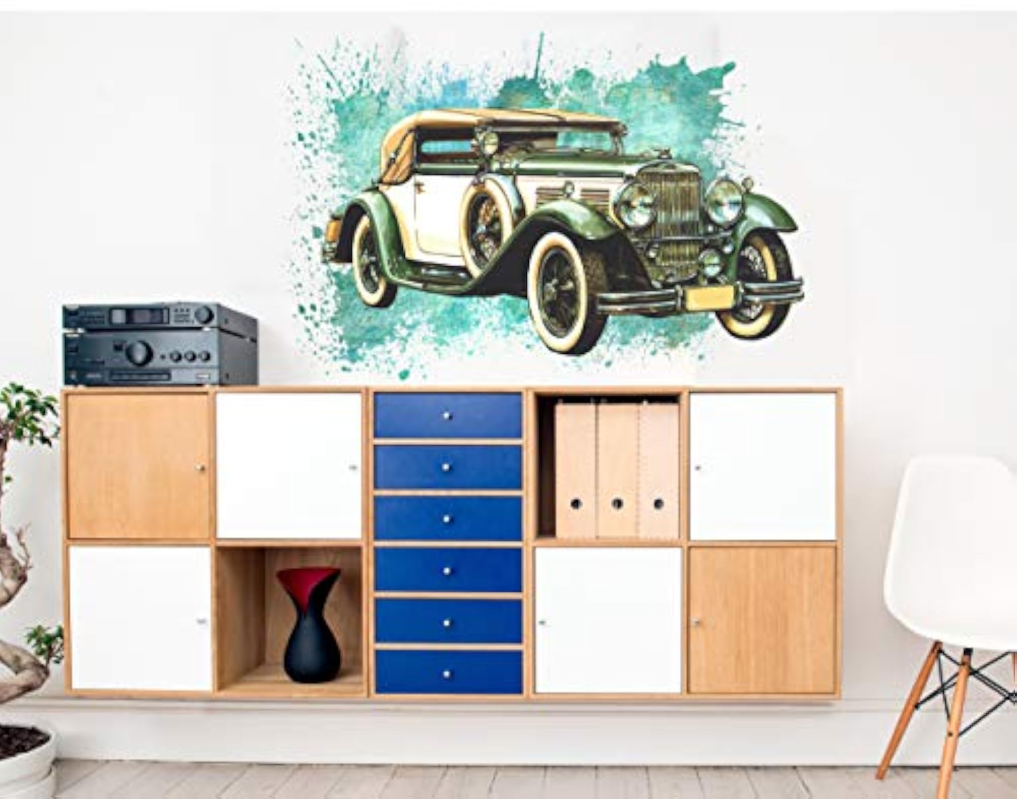 Vinyl Vehicles Wall Sticker, Blue Green
